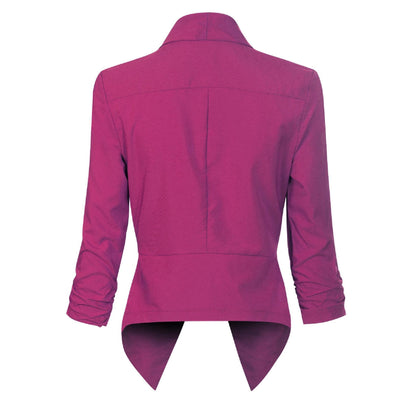 Women's Blazer | Open-Front Draped Long Blazer for Work