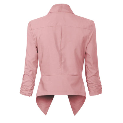Women's Blazer | Open-Front Draped Long Blazer for Work