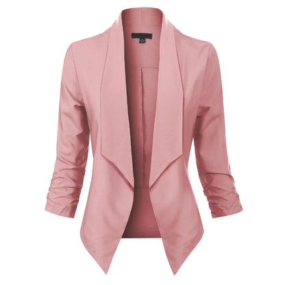 Women's Blazer | Open-Front Draped Long Blazer for Work