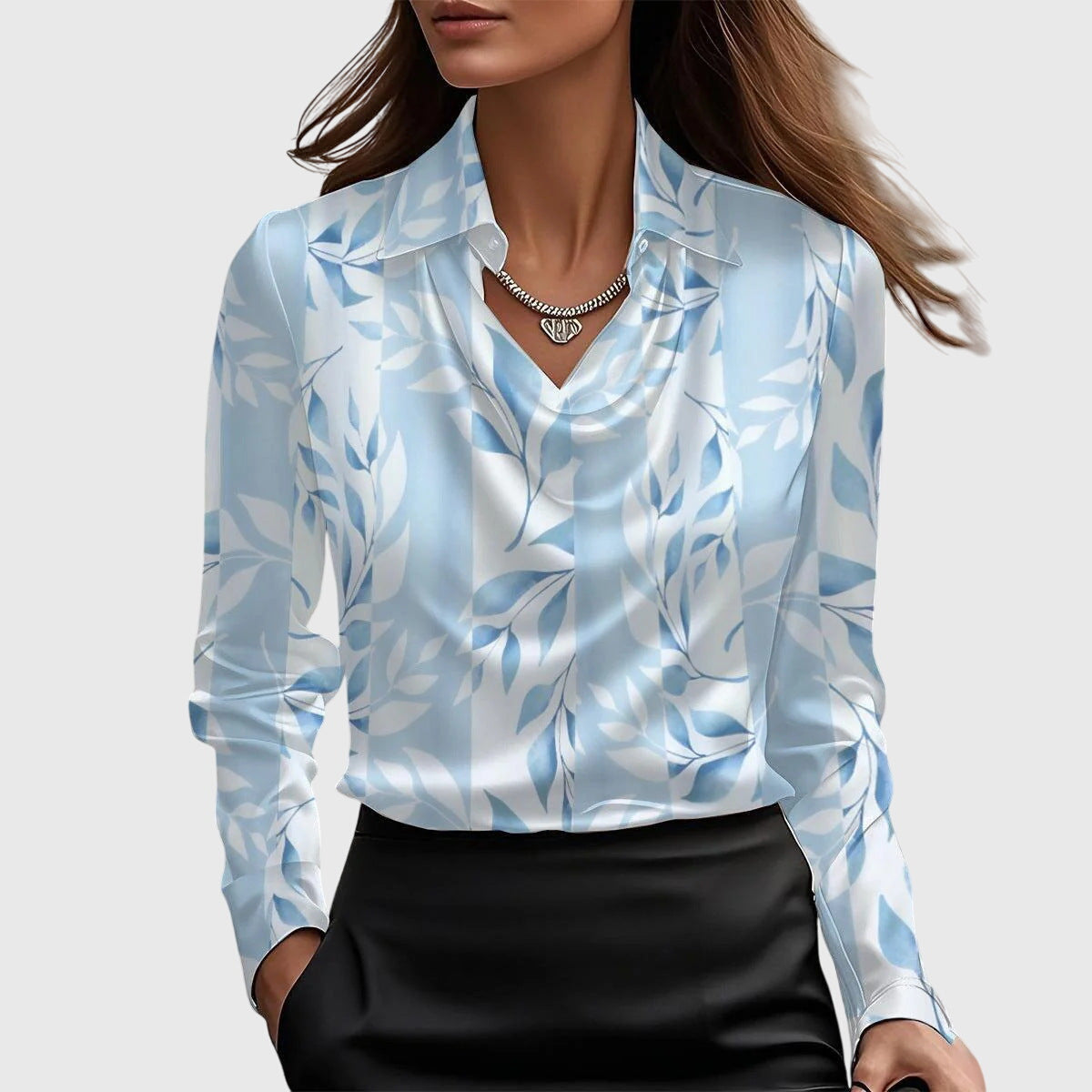 Women's Blouses for Work | Casual Blouses for Daily Wear - Light Blue Floral