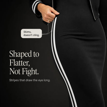 Women's Bomber Jacket and Midi Skirt Set | Striped Matching Set