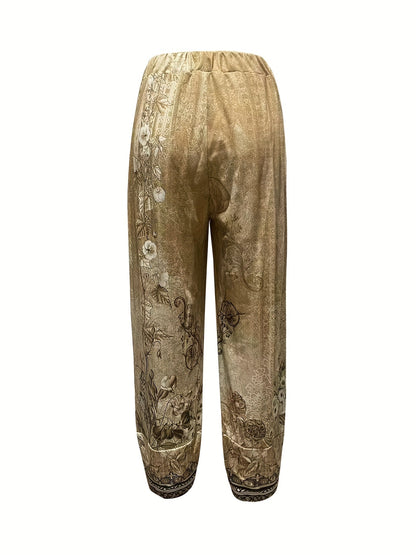 Women's Botanical Cropped Pants | Elastic Waist Tapered Fit