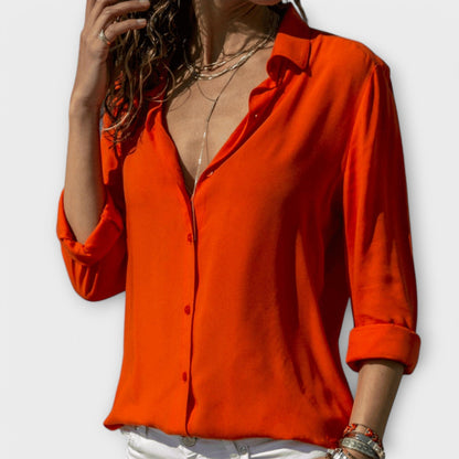 Women's Button-Down Blouse | Blouses for Work - Orange