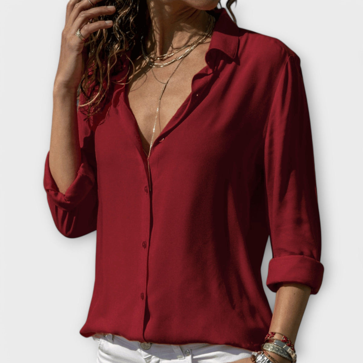 Women's Button-Down Blouse | Blouses for Work - Red