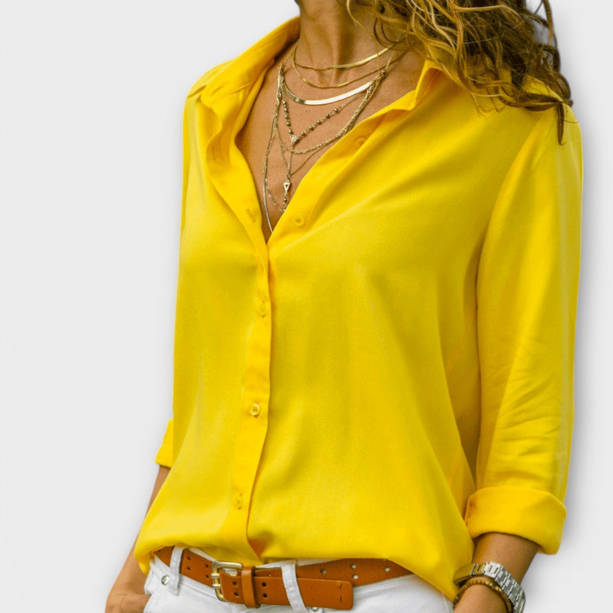 Women's Button-Down Blouse | Blouses for Work - Yellow