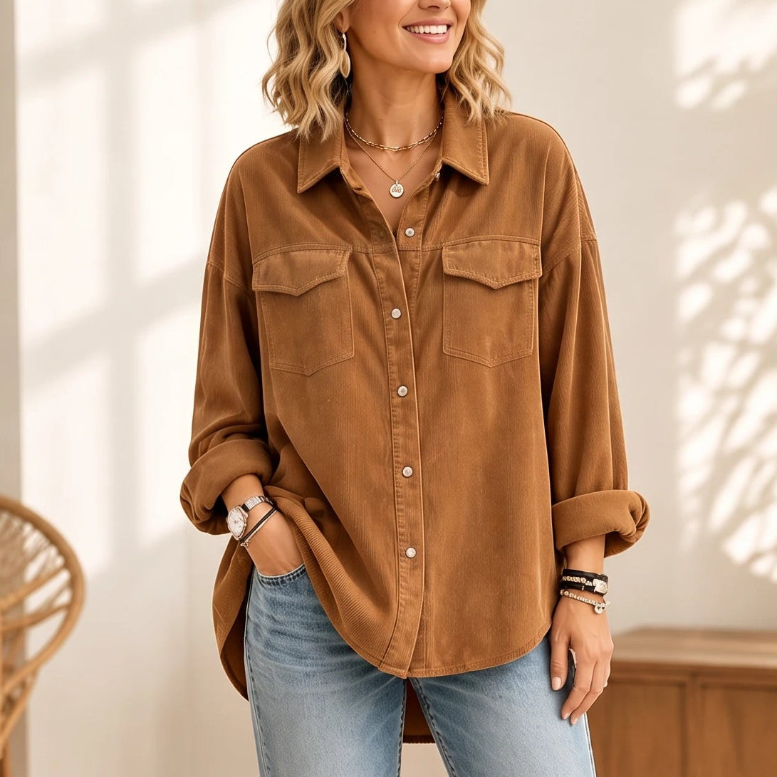 Women's Button-Down Shirts | Button Down Shirt - Brown