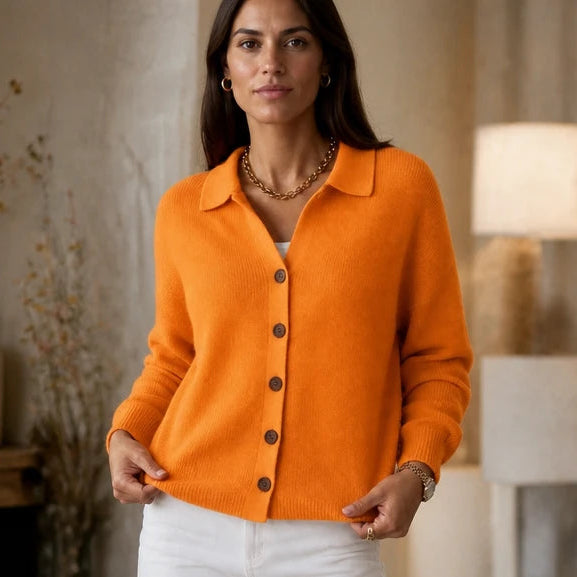 Women's Cardigan | Button Down Cardigan Sweater - Orange