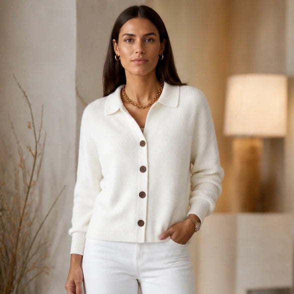 Women's Cardigan | Button Down Cardigan Sweater - White