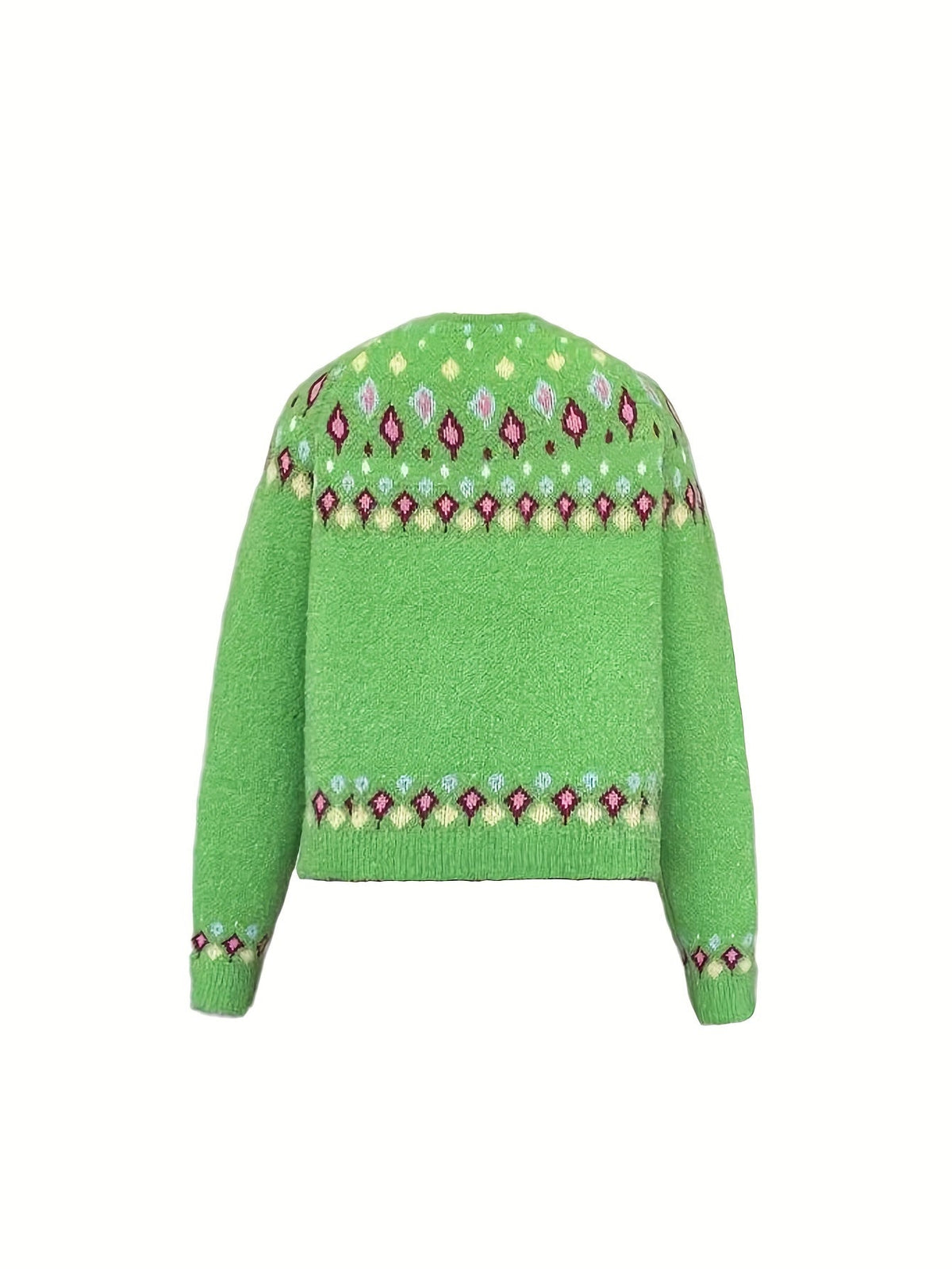Women's Cardigan Sweater | Nordic Patterned Button-Front
