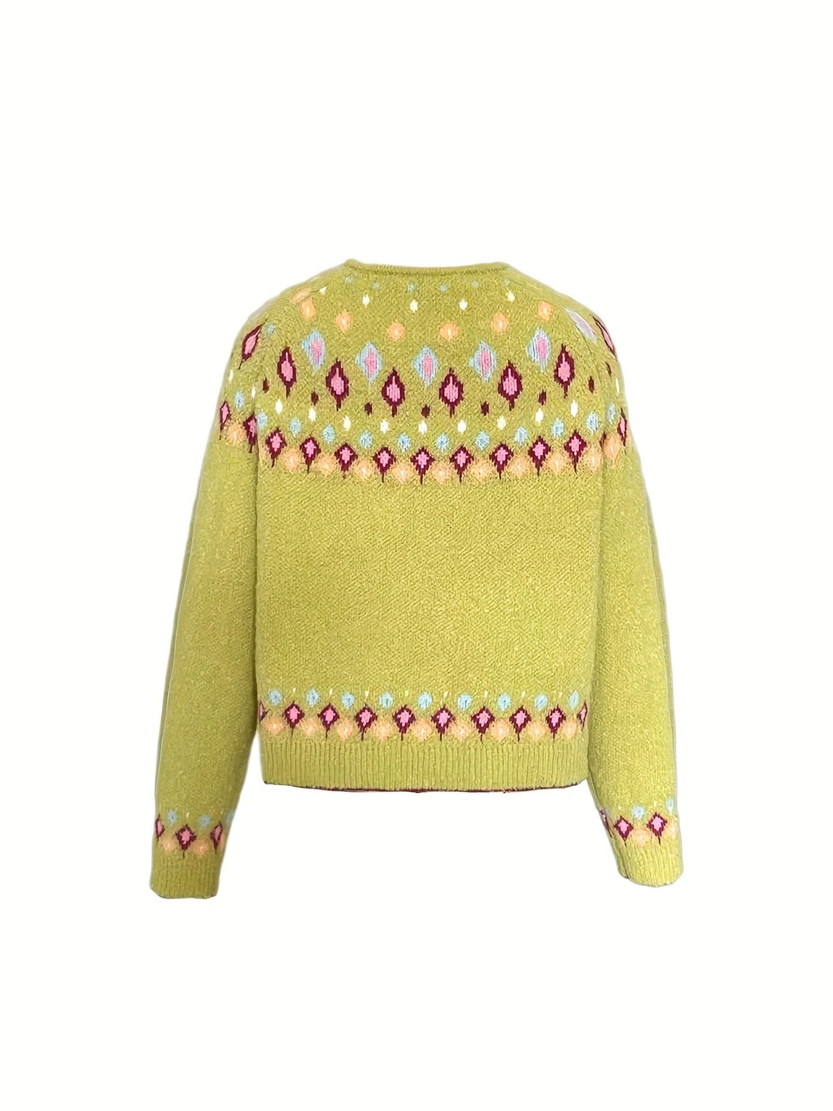 Women's Cardigan Sweater | Nordic Patterned Button-Front