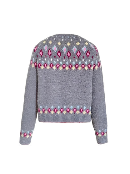 Women's Cardigan Sweater | Nordic Patterned Button-Front