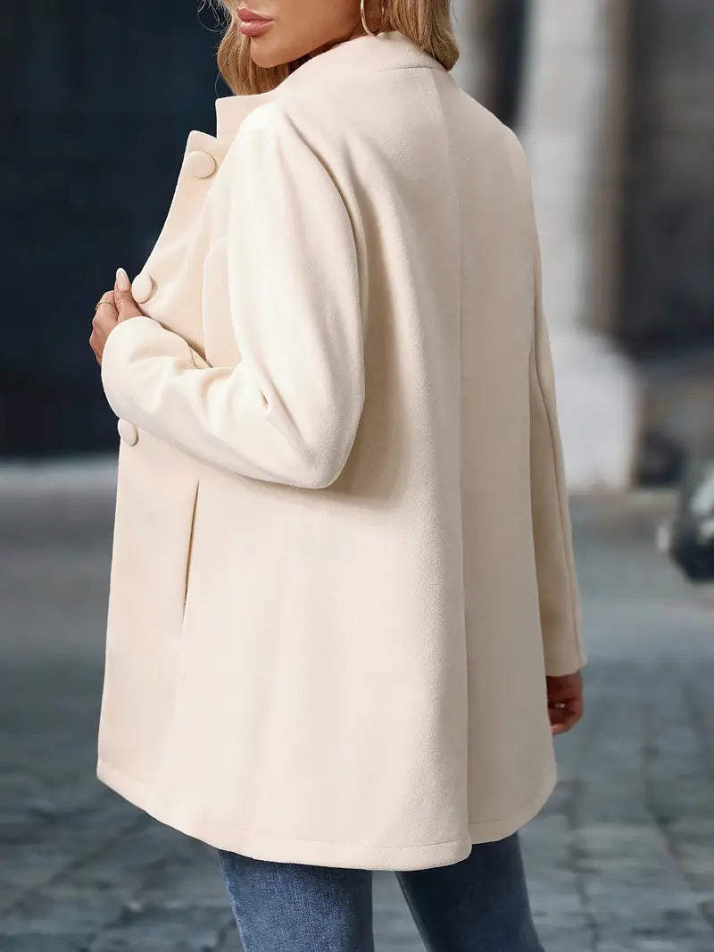 Women's Coats | Stand-Collar Button Coat with Tailored Fit
