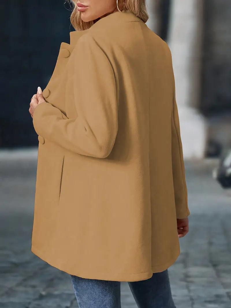 Women's Coats | Stand-Collar Button Coat with Tailored Fit