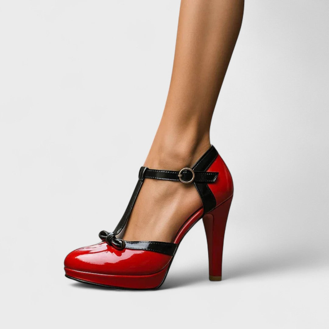 Women's Comfort Shoes | Elegant T-Strap Ankle Strap Heels