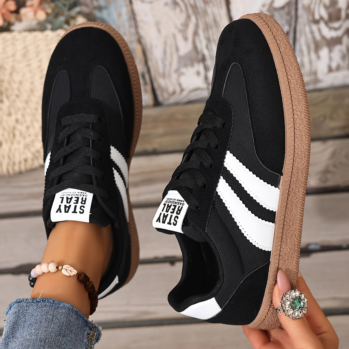 Women's Comfort Shoes Lace-Up | Sneakers Shoes - Black