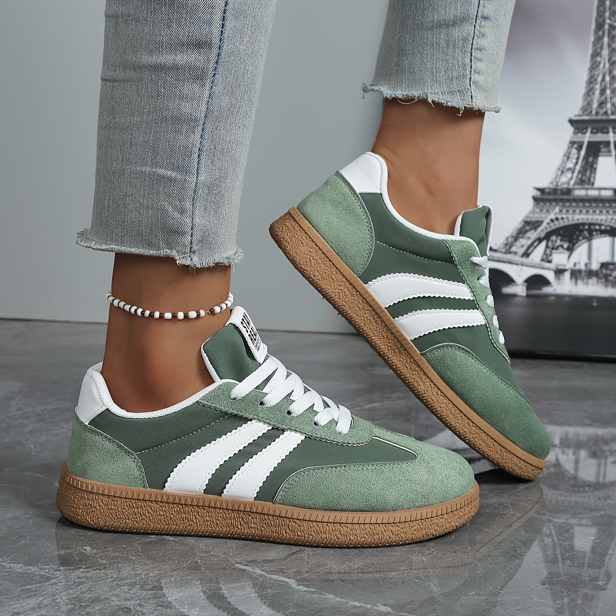 Women's Comfort Shoes Lace-Up | Sneakers Shoes - Green