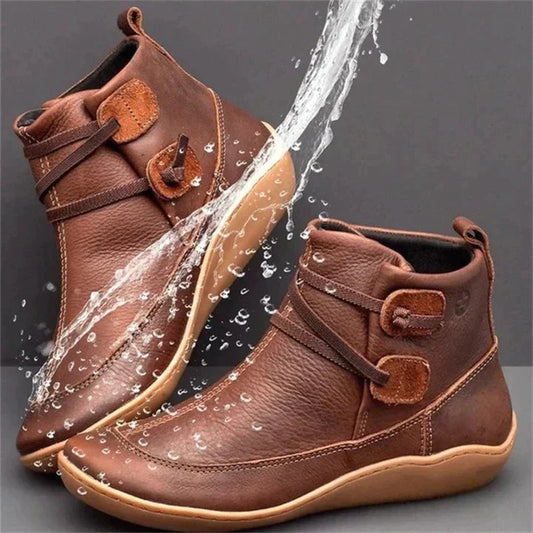 Women's Comfort Support Ankle Boots | Slip-On Shoes - Brown
