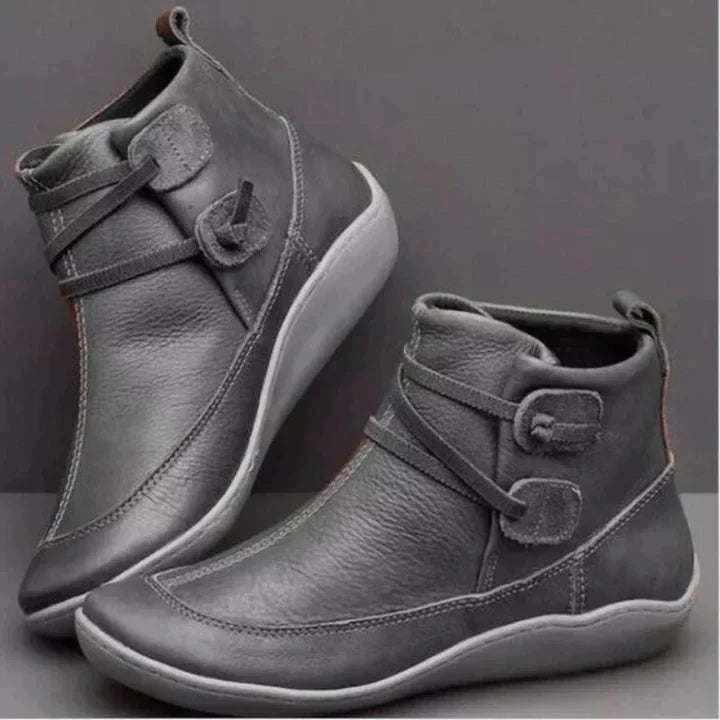 Women's Comfort Support Ankle Boots | Slip-On Shoes - Gray