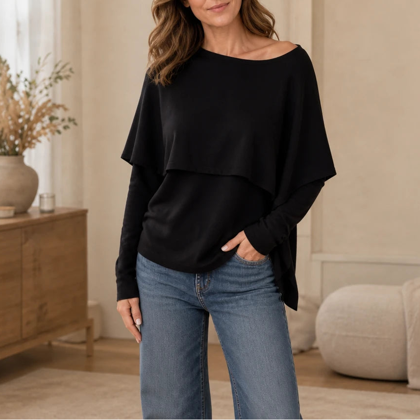 Women's Convertible Knit Sweater | Sweater Weather - Black