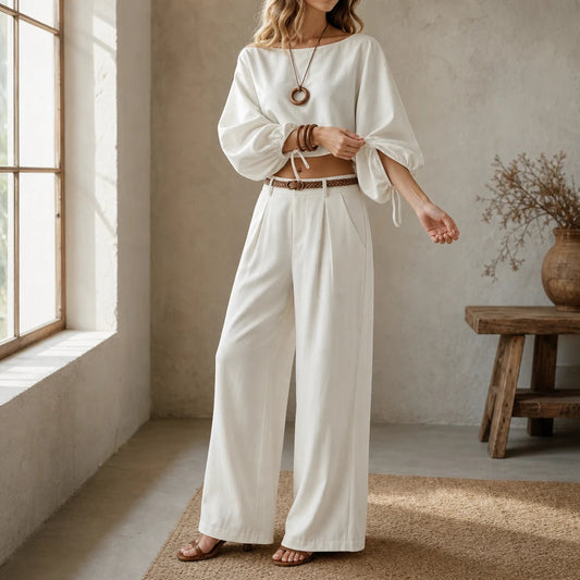Women's Crop Top and Wide-Leg Pants | Clothing Sets