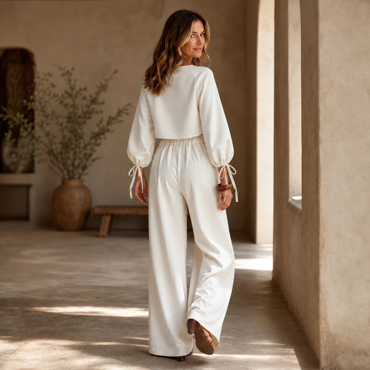 Women's Crop Top and Wide-Leg Pants | Clothing Sets