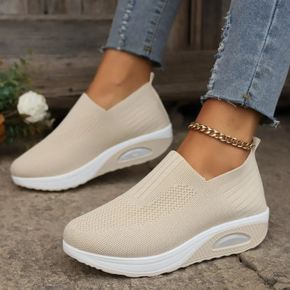 Women's Cushioned Slip-On Sneakers | Lightweight Everyday Shoes - Beige