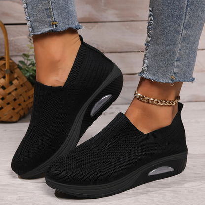 Women's Cushioned Slip-On Sneakers | Lightweight Everyday Shoes - Black