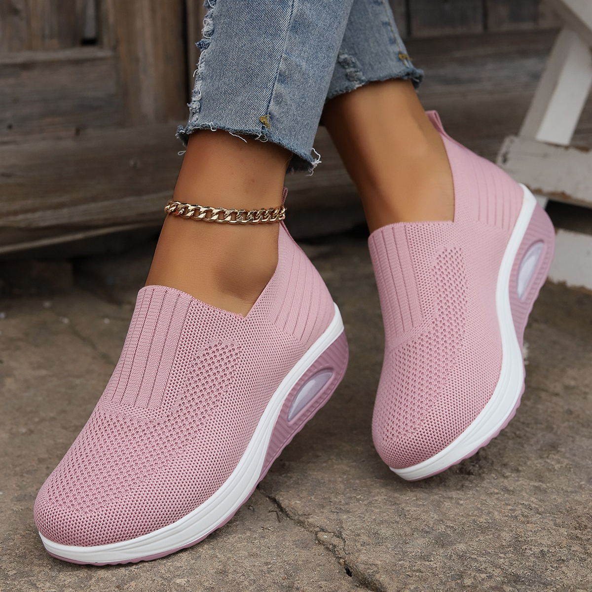 Women's Cushioned Slip-On Sneakers | Lightweight Everyday Shoes - Pink