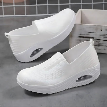 Women's Cushioned Slip-On Sneakers | Lightweight Everyday Shoes - White