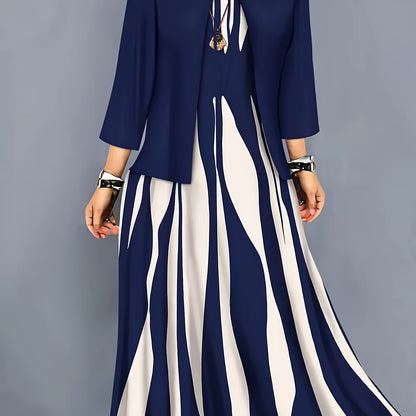 Women's Evening Dress With Sleeves | Clothing Sets - Navy