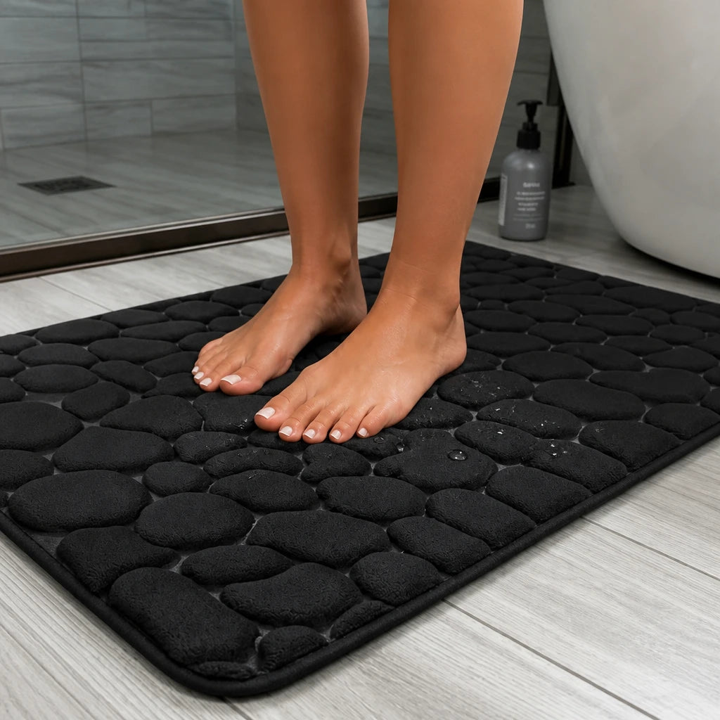 Women's Flats | Pebble-Textured Memory Foam Bath Mat - Black