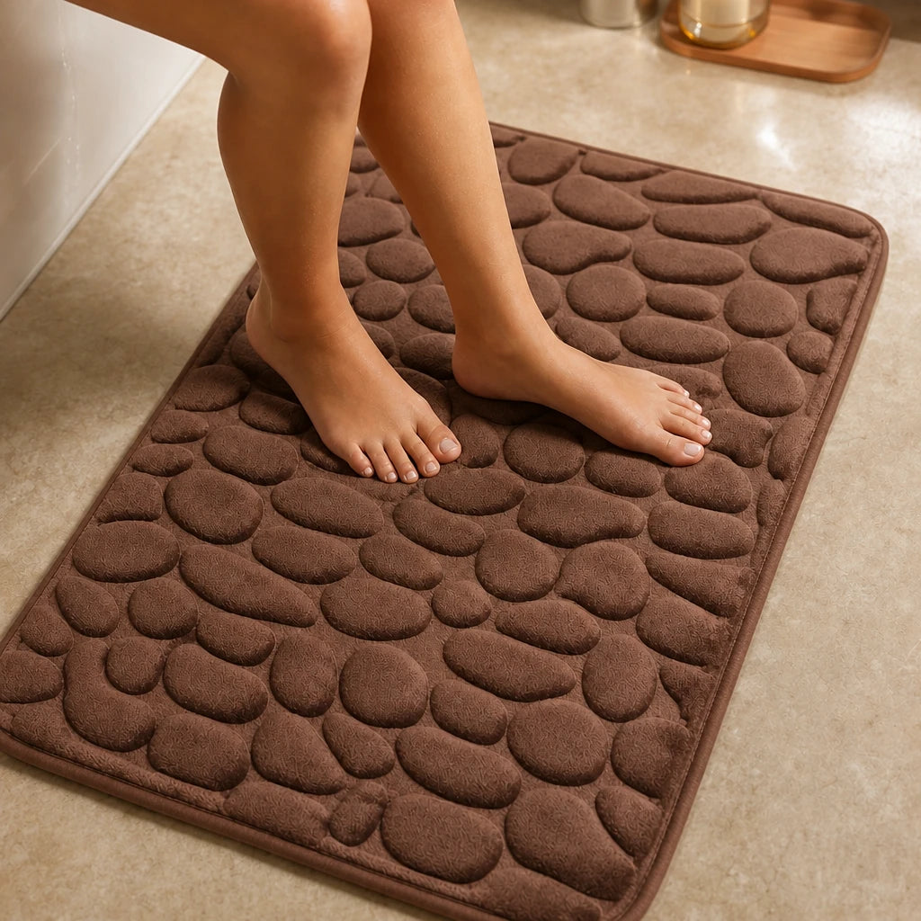 Women's Flats | Pebble-Textured Memory Foam Bath Mat - Brown