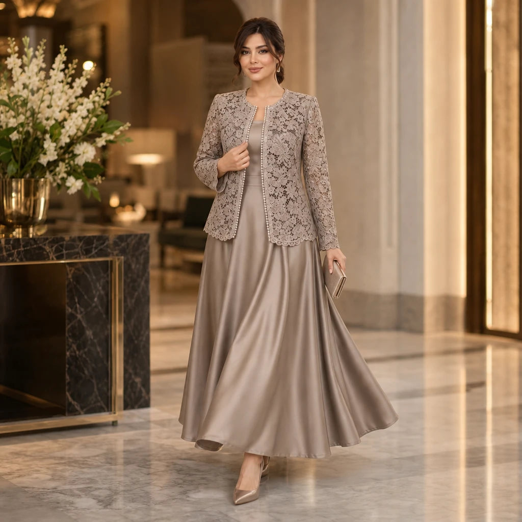 Women's Floral Lace Jacket and Maxi Dress Set | Formal Maxi Dress