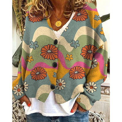 Women's Floral Open-Front Cardigan | Lightweight Layering Sweater - Blue