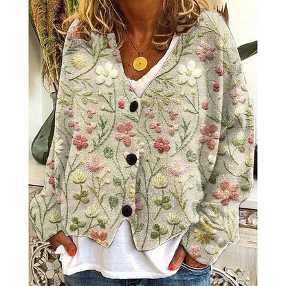 Women's Floral Open-Front Cardigan | Lightweight Layering Sweater - Yellow