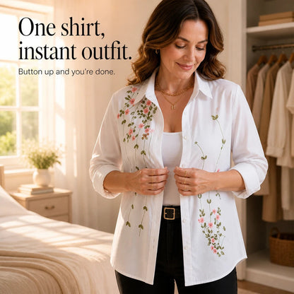 Women's Floral Print Long-Sleeve Blouse | Casual Shirts