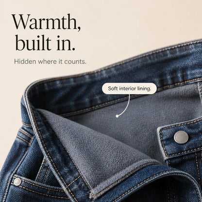 Women's High Waisted Jeans | Fleece-Lined Wide-Leg