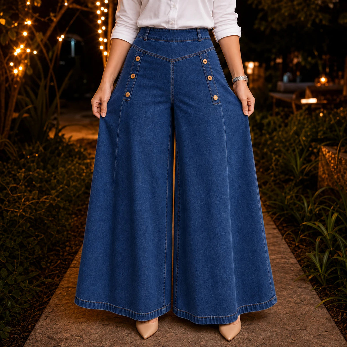 Women's High Waisted Jeans | Wide-Leg Stretch Denim