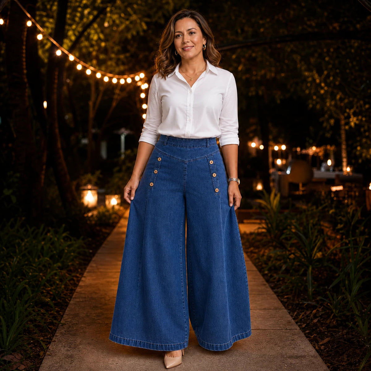 Women's High Waisted Jeans | Wide-Leg Stretch Denim