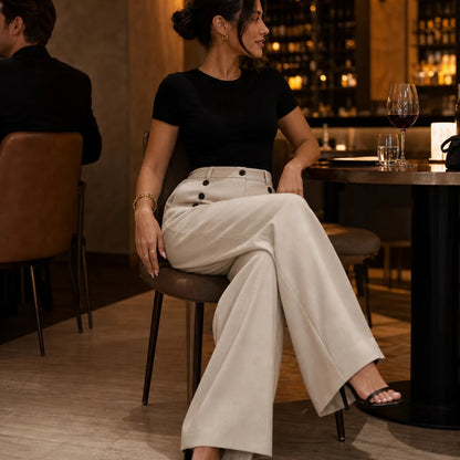 Women's High-Waisted Pleated Wide-Leg Trousers | Tailored Pants