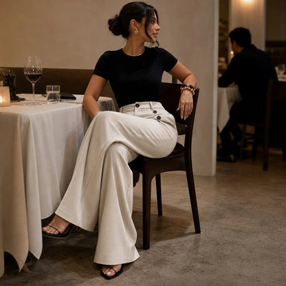 Women's High-Waisted Pleated Wide-Leg Trousers | Tailored Pants