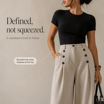 Women's High-Waisted Pleated Wide-Leg Trousers | Tailored Pants