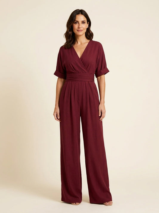 Women's Jumpsuit Casual | V-Neck Wide-Leg One-Piece