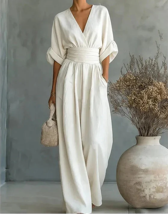 Women's Jumpsuit Casual | V-Neck Wide-Leg One-Piece