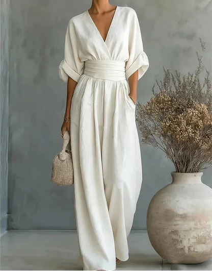 Women's Jumpsuit Casual | V-Neck Wide-Leg One-Piece