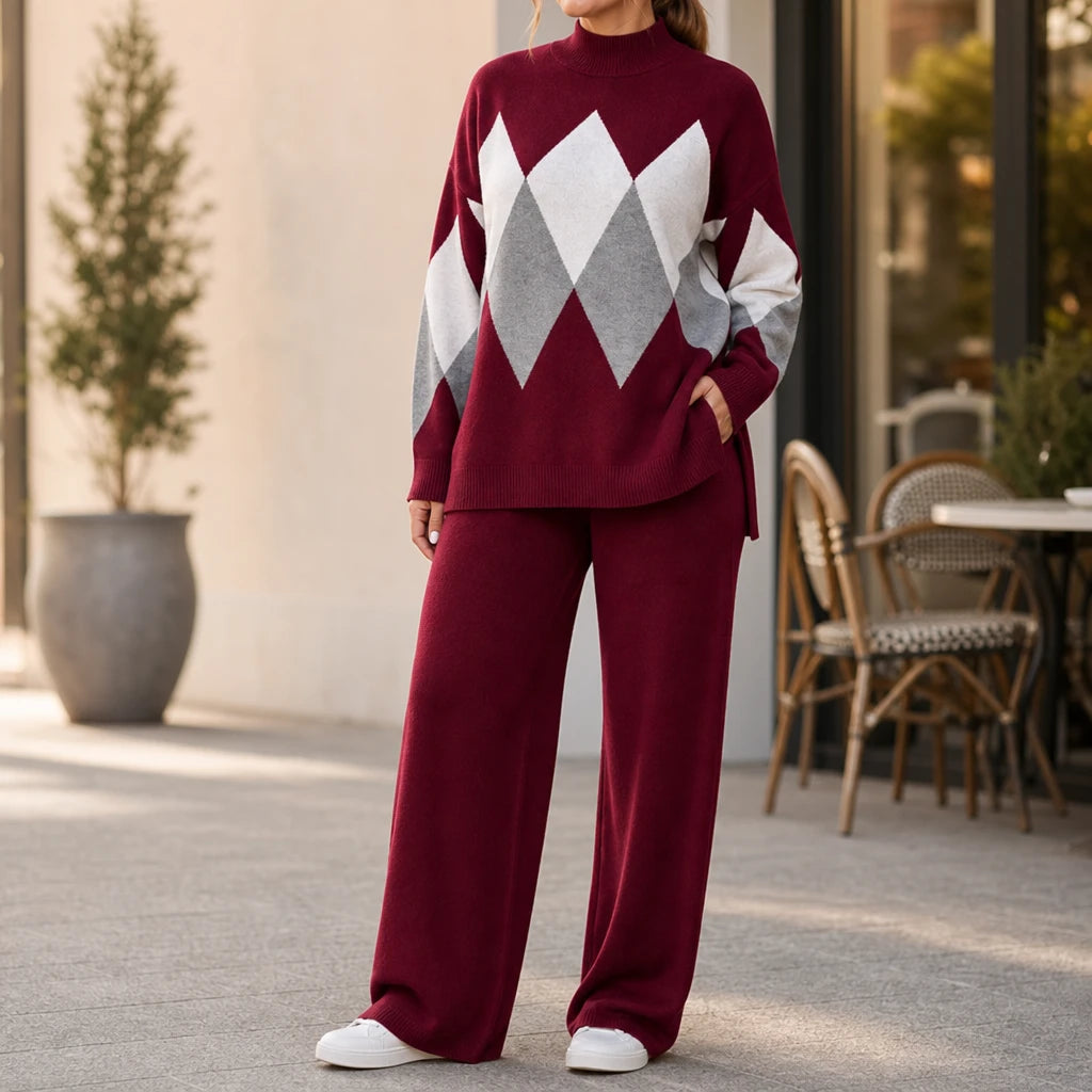 Women's Knit Sweater And Wide-Leg Pants Set | Clothing Sets