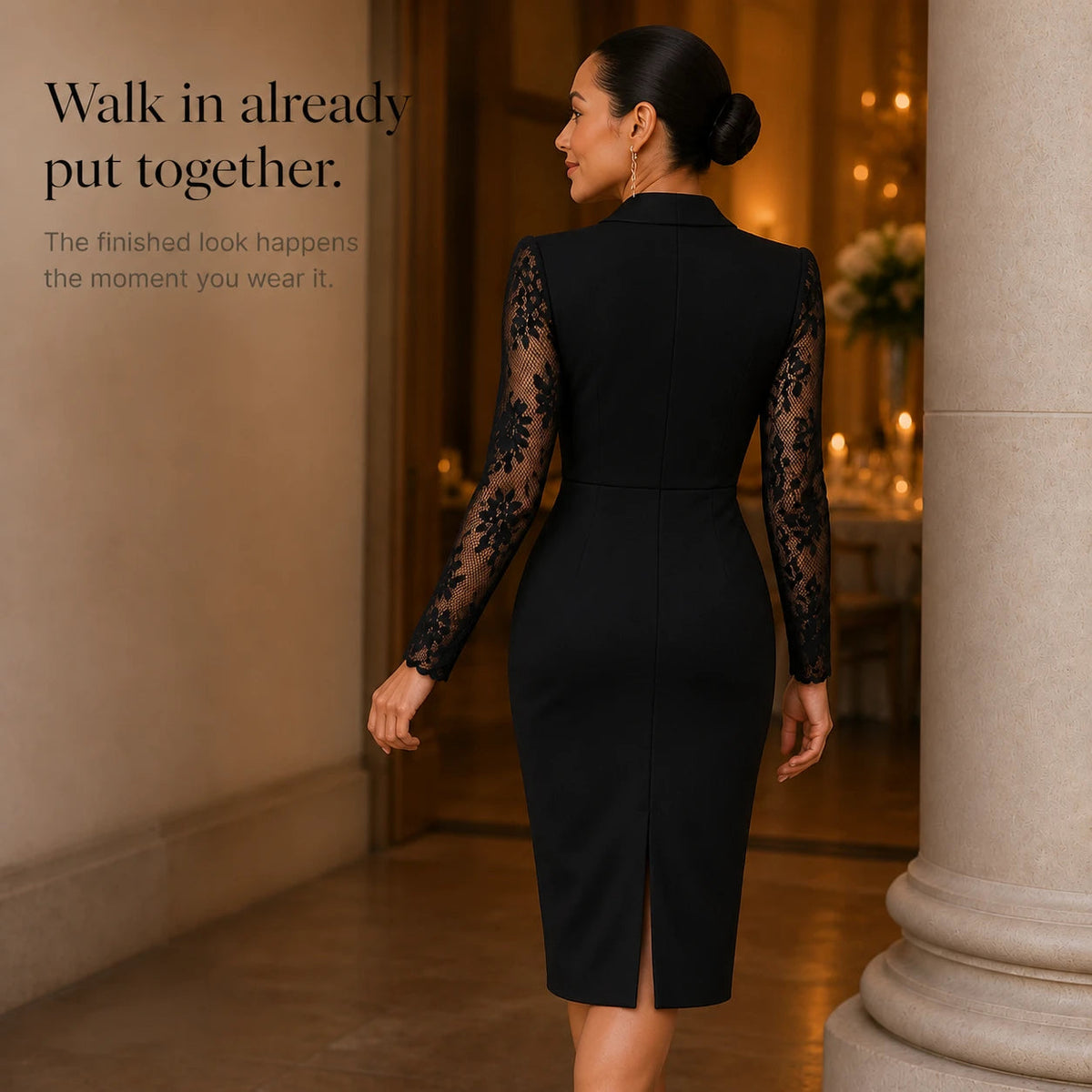 Women's Lace Dress with Sleeves | Cocktail Dress
