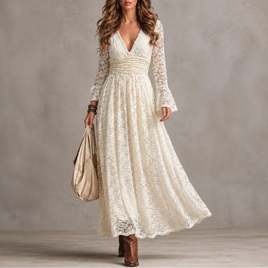 Women's Lace Maxi Dress | Formal Dresses for Weddings - Apricot