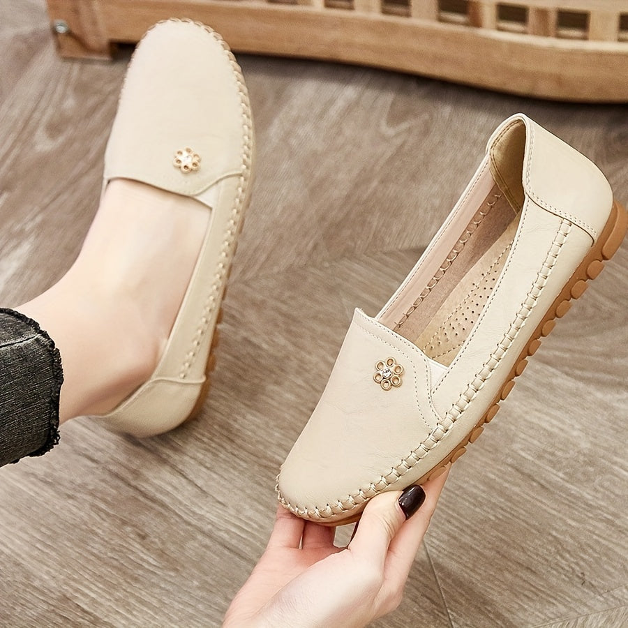Women's Loafers Comfortable | Soft Slip-On Shoes - Beige