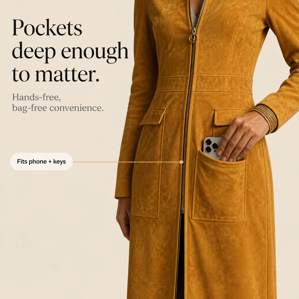 Women's Long Coat with Stand Collar | Oversized Knit